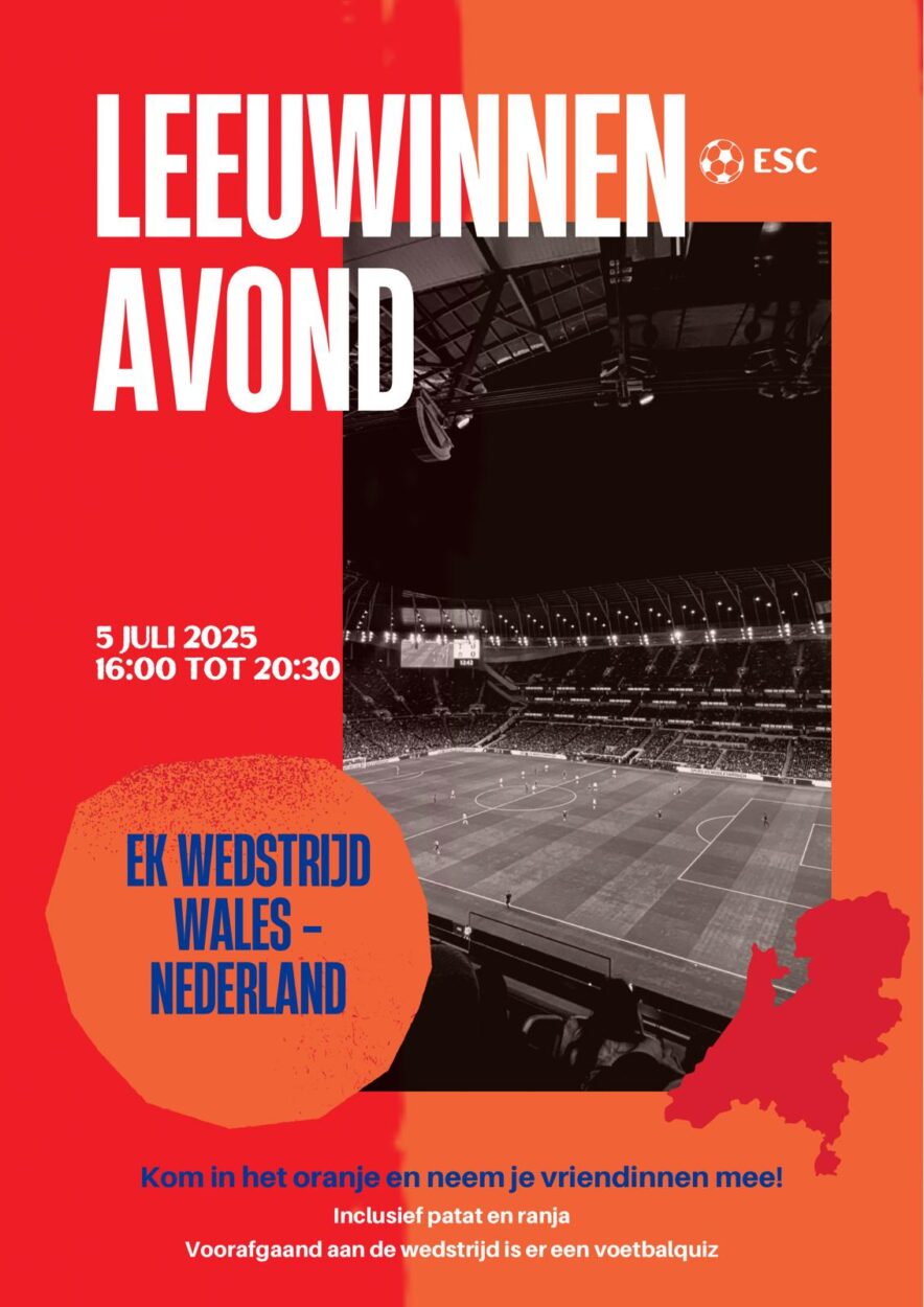 Leeuwinnenavond bij ESC op 5 juli: kijk samen naar Nederland – Wales! 🇳🇱⚽