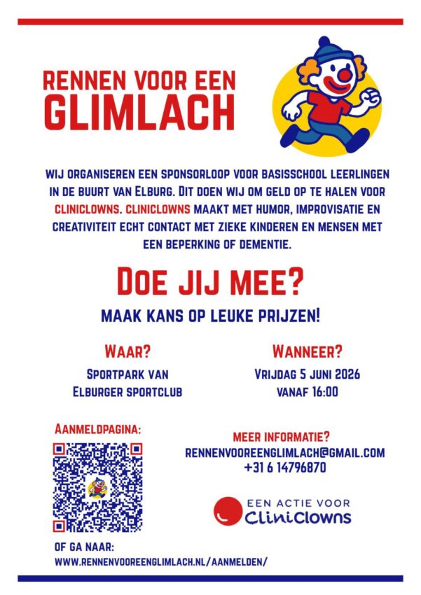 Samen in actie voor Cliniclowns: Doe a.s. vrijdag mee aan de sponsorloop — elburgersc.nl