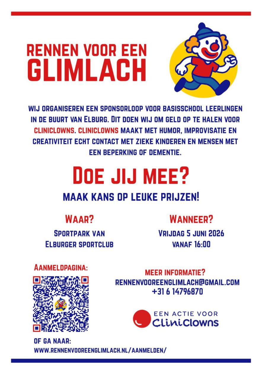Samen in actie voor Cliniclowns: Doe mee aan de sponsorloop bij ESC Elburg!