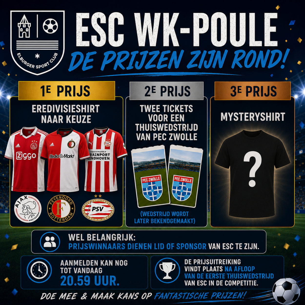 De prijzen voor de ESC WK-Poule zijn bekend